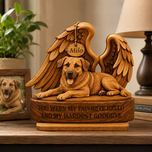 My Favorite Hello and Hardest Goodbye Pet Memorial - Personalized 2-Layered Wooden Plaque