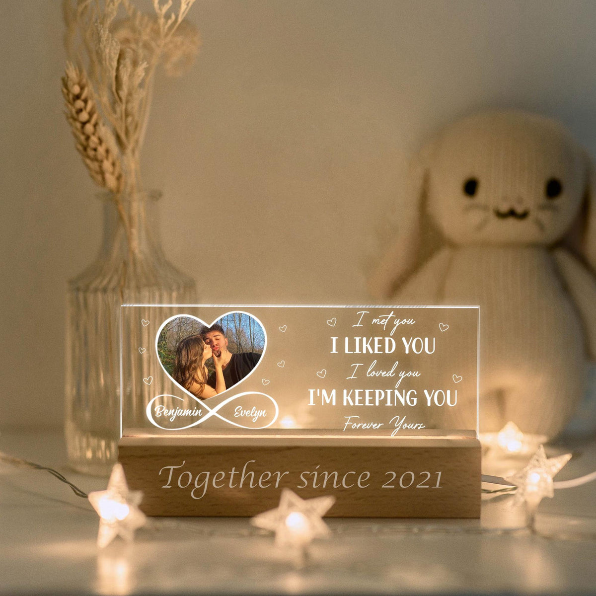 Loved You Then, Love You Still, Personalized Couple Night Light, Romantic Valentine Couple, Wedding Gift, Gift for Her, Anniversary Gift, Bedroom Lamp