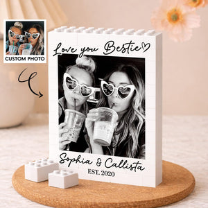 Personalized Besties Photo Building Block, Best Friends Sister Birthday Gift, Friendship Puzzle Gift for Her, Bridesmaid Proposal Keepsake