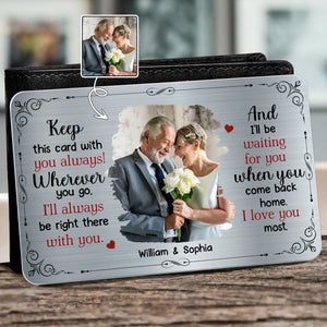 Keep This Card With You Always, Personalized Aluminum Wallet Card, Gift For Spouses