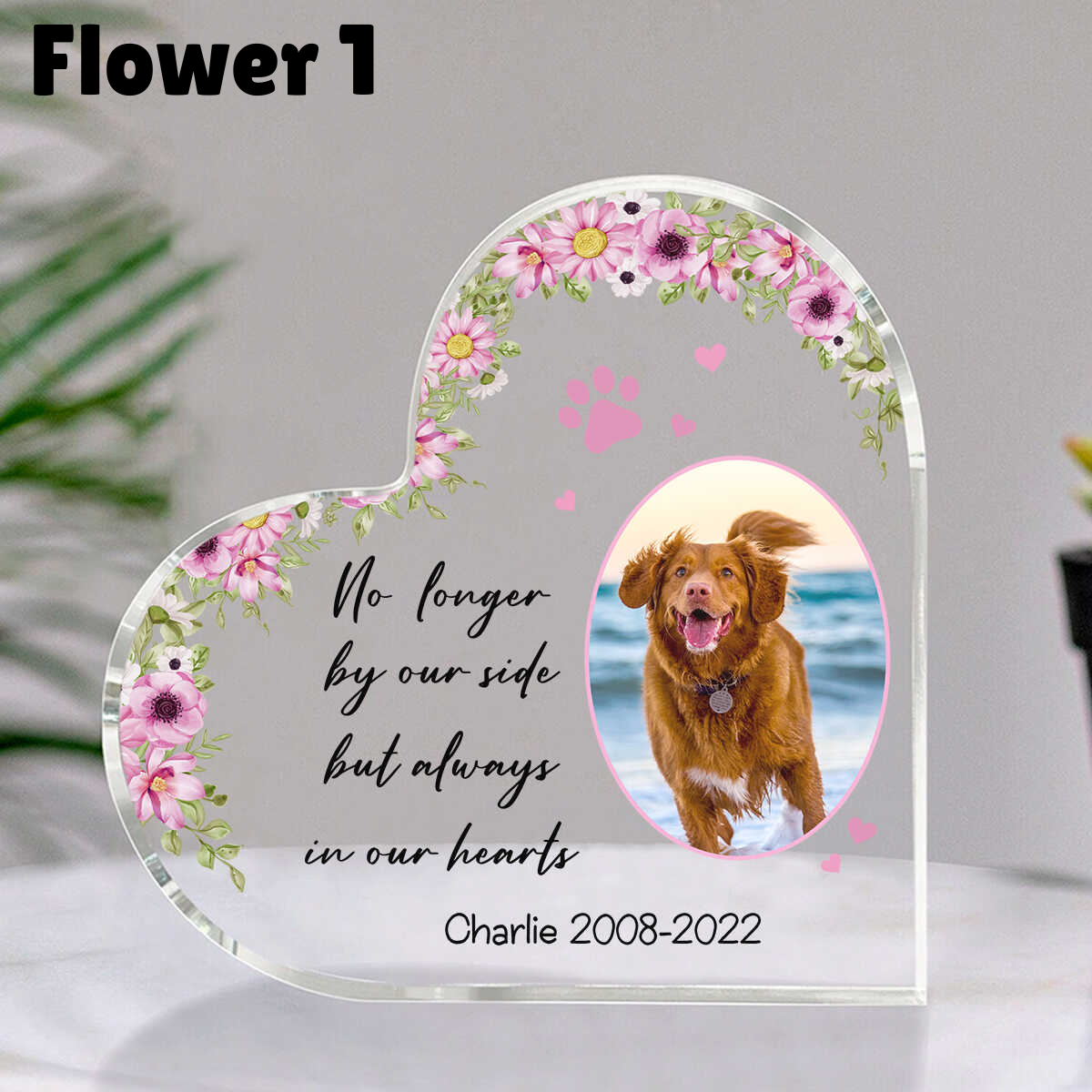 No Loger By My Side Personalized Photo Pet Memorial Heart Acrylic Plaque, Pet Memorial Keepsake, Dog Memorial Gift, Pet Memorial Plaque 1.png