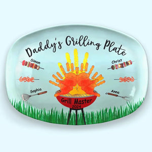 Daddy's Best Grilling Plate Hands Down - Personalized Platter - Gift For Dad, Grandpa, Father's Day