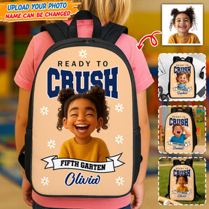 Personalized Ready To Crush Backpack With Custom Cartoon Photo, Name & Grade, Back To School Gift For Girls, Cute Kindergarten Bag