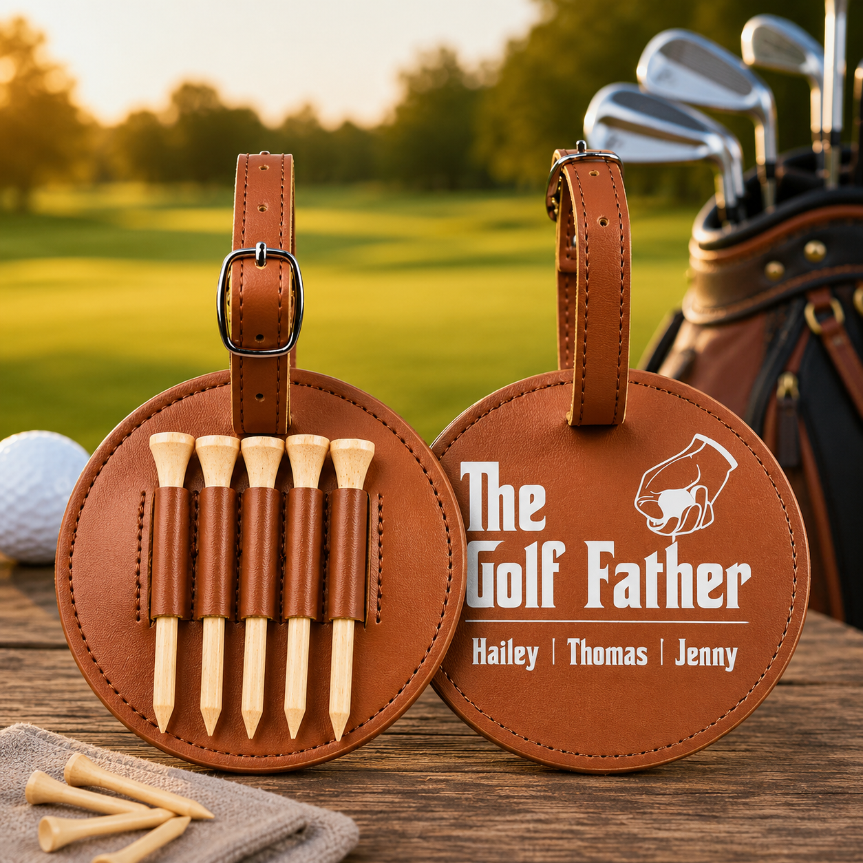 The Golf Father - Personalized Golf Tee Bag - Gift For Golf dad, Gift For Father, Grandfather, Father's Day Gift