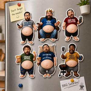 Funny Daddy Face Squishy Belly Fridge Magnet, Personalized Father's Day Gift For Husband, Custom Dad Photo Magnet, Gift From Son Daughter
