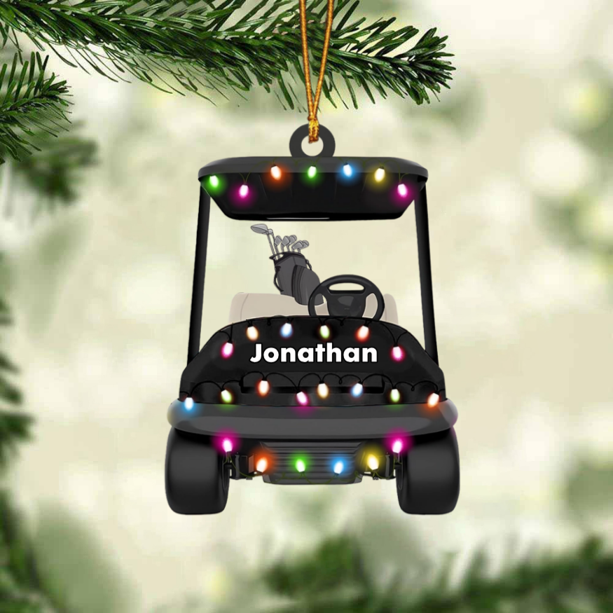 Personalized Golf Ornament, Custom Golf Cart Shape Christmas Ornament, Gifts For Golf Lovers