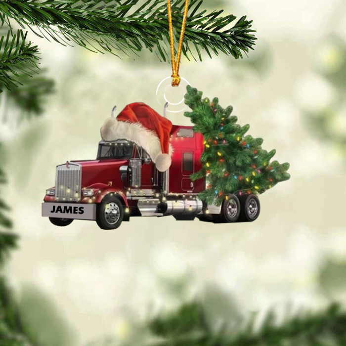 Trucker Christmas Tree - Personalized Acrylic Ornament - Christmas Gift For Trucker