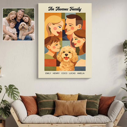 Modern Geometric Family Illustration - Personalized Poster Canvas