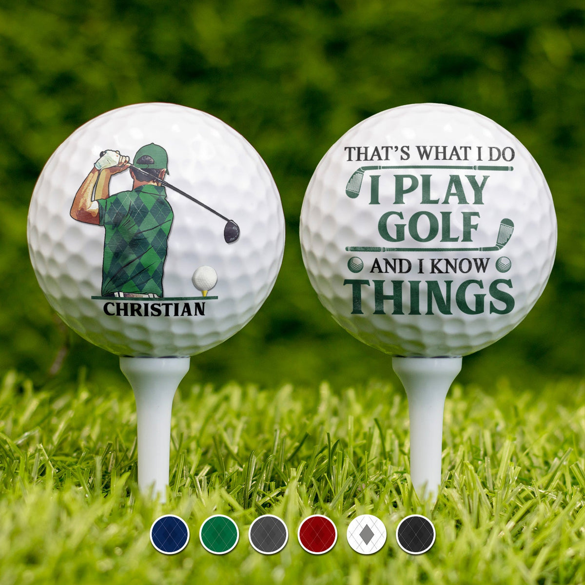 That's What I Do I Play Golf & I Know Things - Personalized Golf Ball - Gift For Father, Golfer