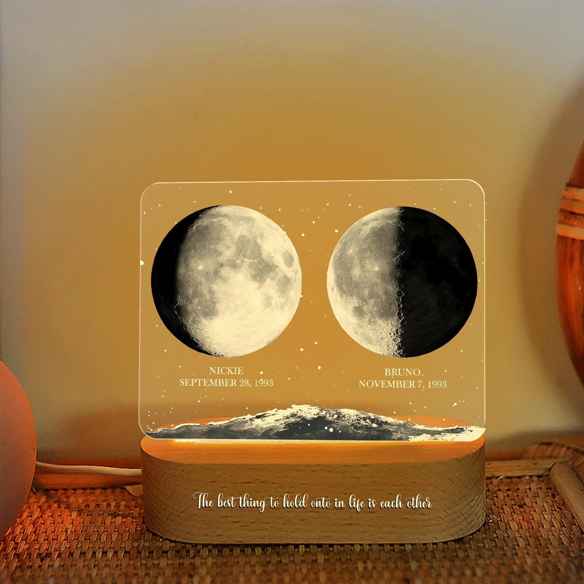 Personalized Moon Phases Couple Night Light, Custom Moon Phase, Anniversary Gift, Gift For Couple, Engagement Gifts, Married Couple Gift
