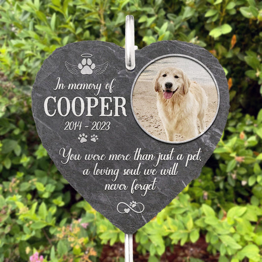 A Loving Soul We Will Never Forget Memorial Dog Photo - Personalized Slate Plaque - Memorial Gift For Pet Owner