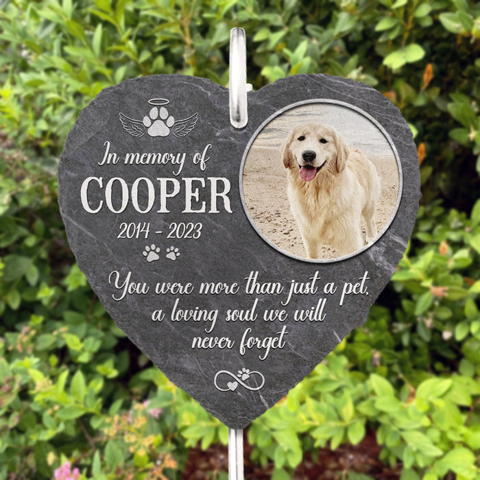 A Loving Soul We Will Never Forget Memorial Dog Photo - Personalized Slate Plaque - Memorial Gift For Pet Owner