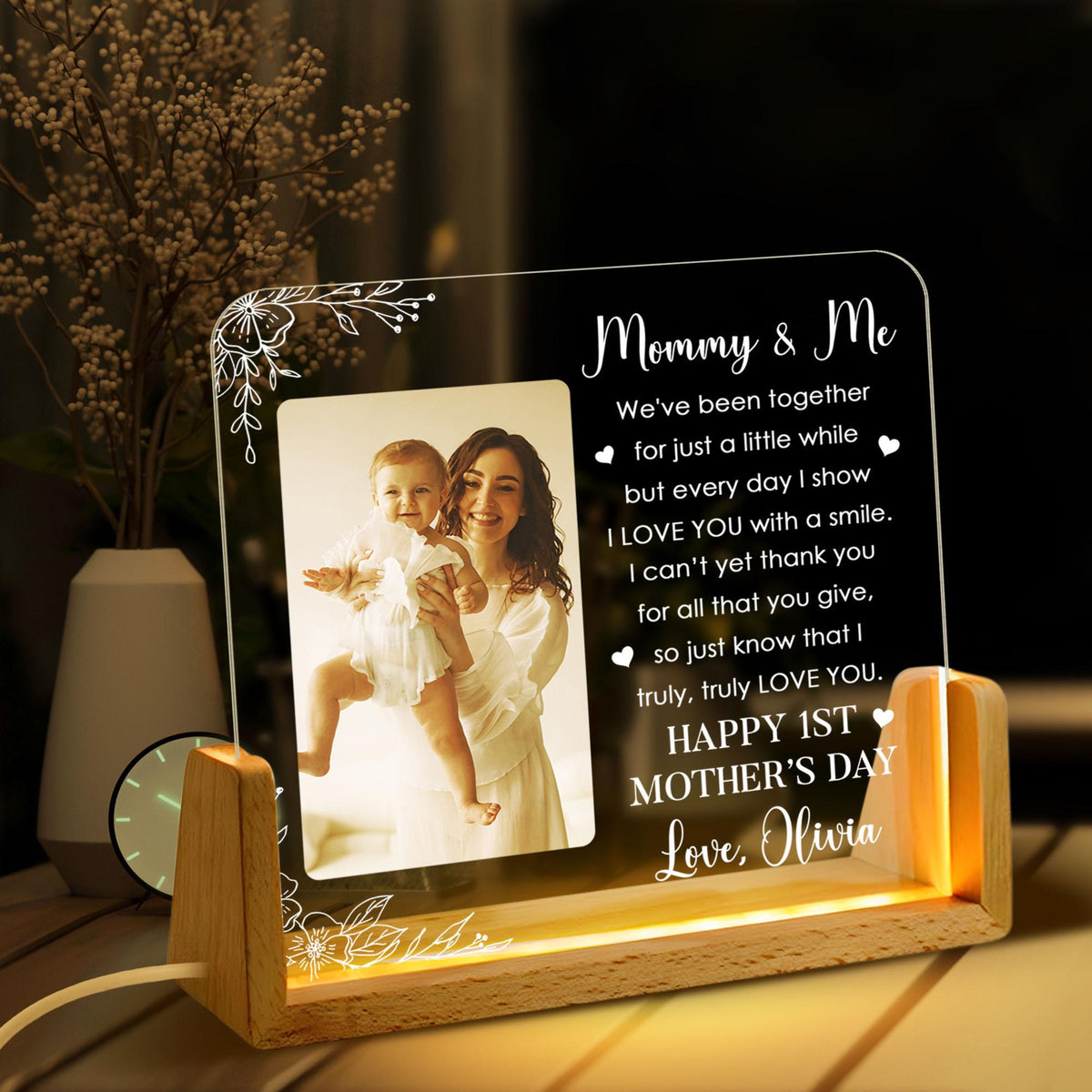 Mommy & Me Custom Photo - Personalized Desk Name Plate - First Mothers Day Gift, Expecting Mom Gift, New Mom Gift