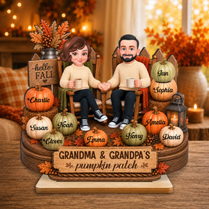 Grandpa & Grandma's Pumpkin Patch - Personalized Wooden Plaque - Cozy Fall Decor for Grandparents