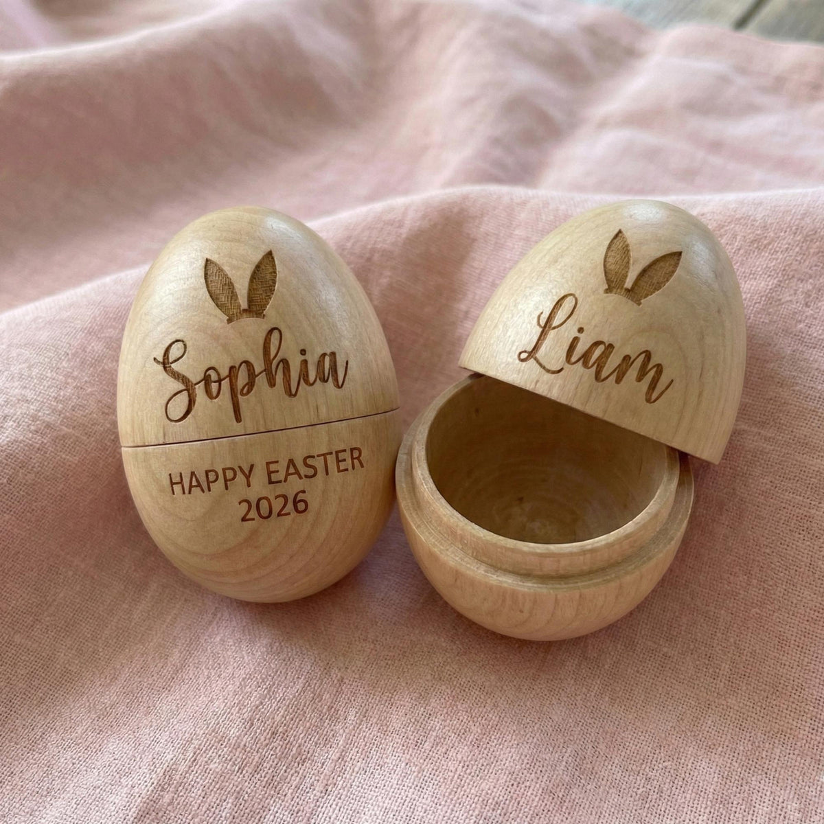 Personalized Wooden Easter Egg, Hollow Fillable Keepsake, Custom Name Easter Gift, Cute 1st Easter Basket Stuffer, Play Kitchen Toy Egg, Newborn