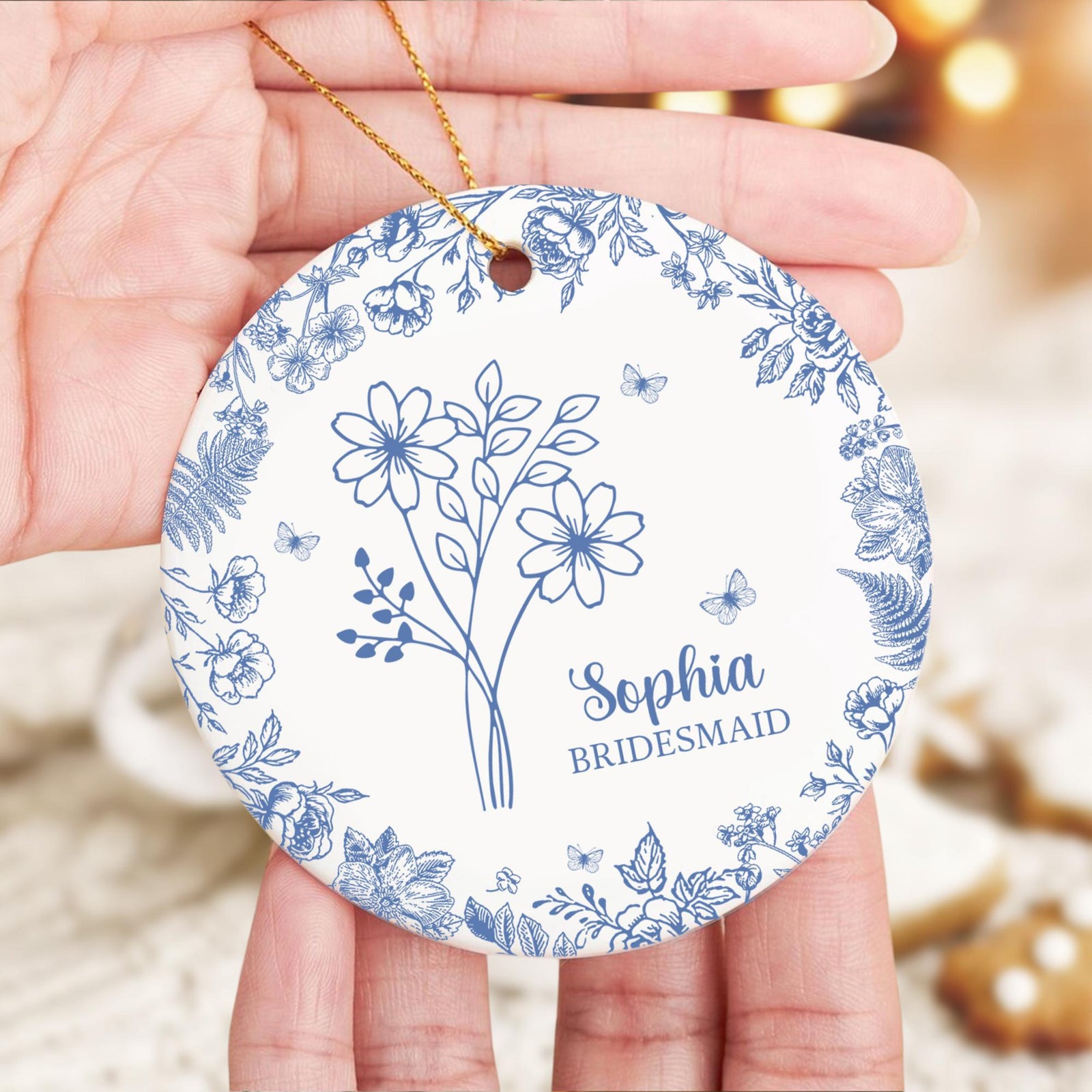Personalized Bridesmaid Ornament, Bridesmaid Proposal Gift, Birth Month Flower Ornament, Christmas Gift For Bridesmaid, Bridal Shower Gift