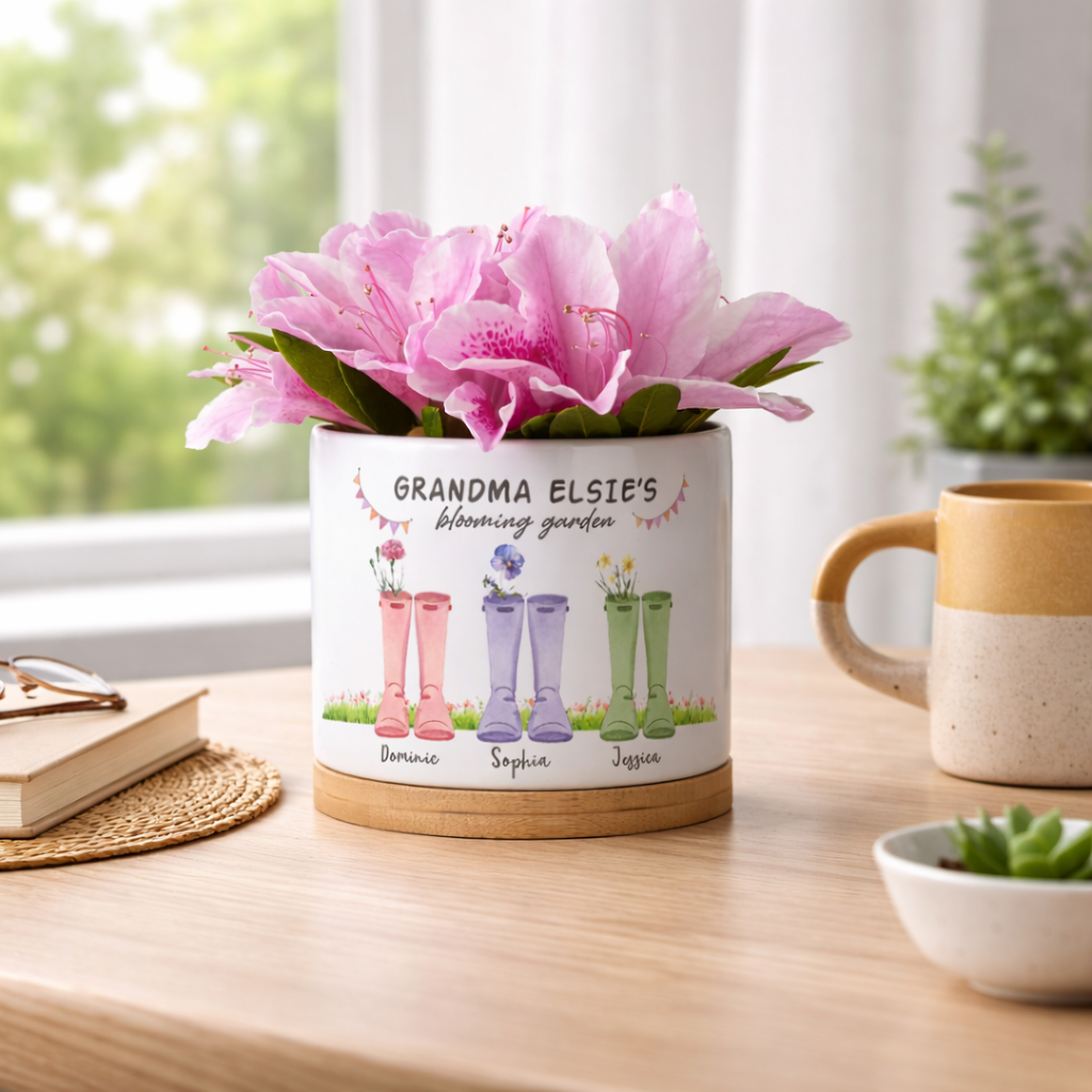 Birthday Gift for Mom, Custom Mom Flower Pot, Gifts from Daughter, Kids, Grandmas Garden, Birth Flower Mom Gifts Personalized Flower Pot