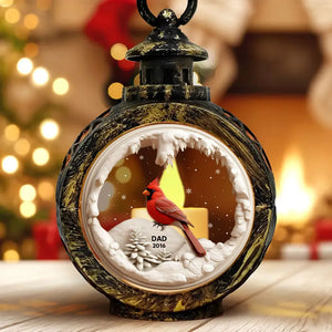 Cardinals In Winter Cave Christmas Personalized Christmas LED Lantern , Remembrance Gift, Sympathy Gift