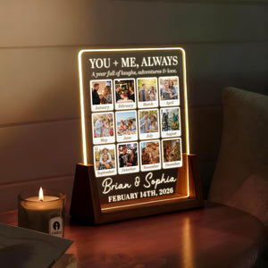 Personalized Love Story Photo LED Lamp You & Me Always Feel Right, Custom Valentine's Gift for Couples