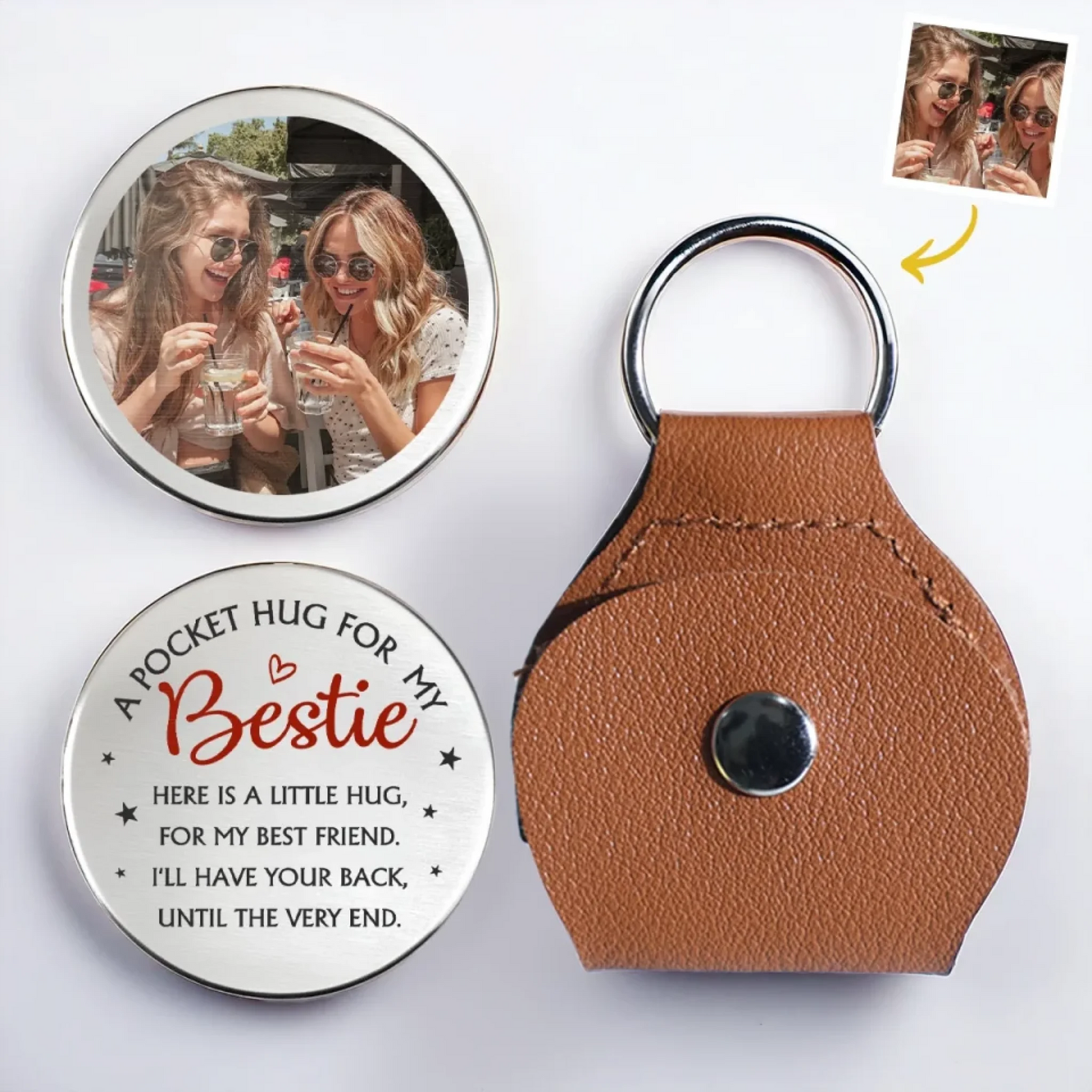 A Pocket Hug For My Bestie - Personalized Pocket Hug - Gift For Bestie, Friend, Soul Sister