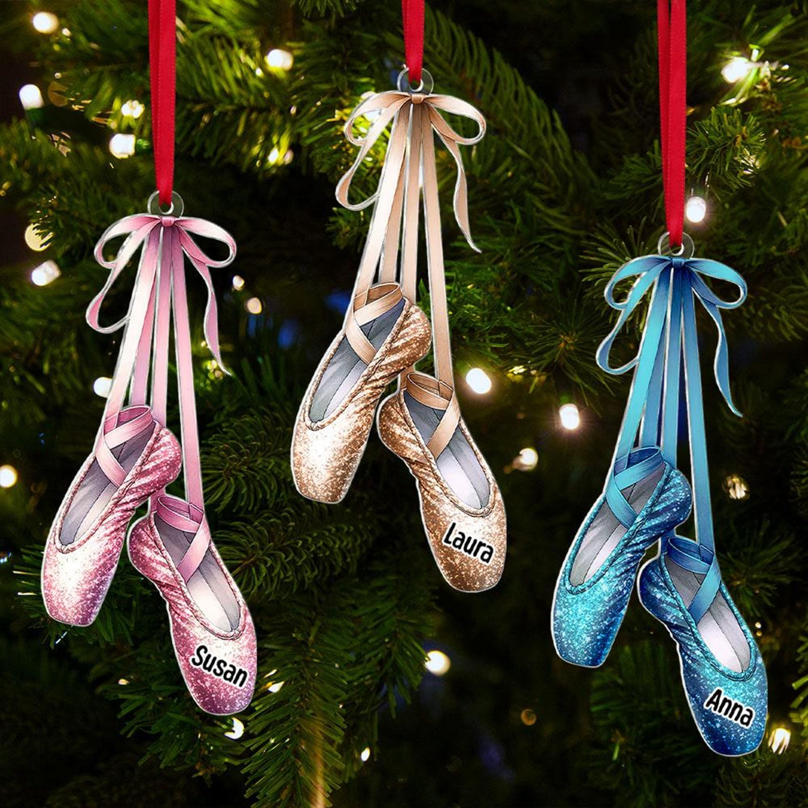 Personalized Ballet Shoes Christmas Ornament, Ballet Shoes Ornament, Ballet Christmas, Ballet Shoes Xmas Decor, Gifts For Ballet Lovers