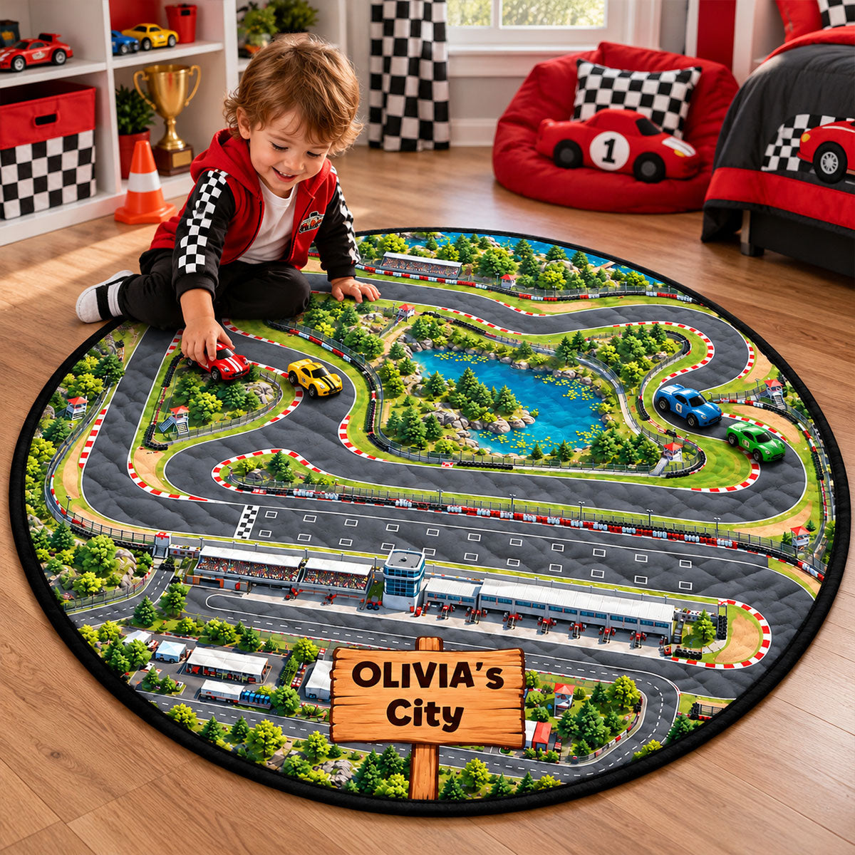 Car Racing Game - Personalized Quilted Mat