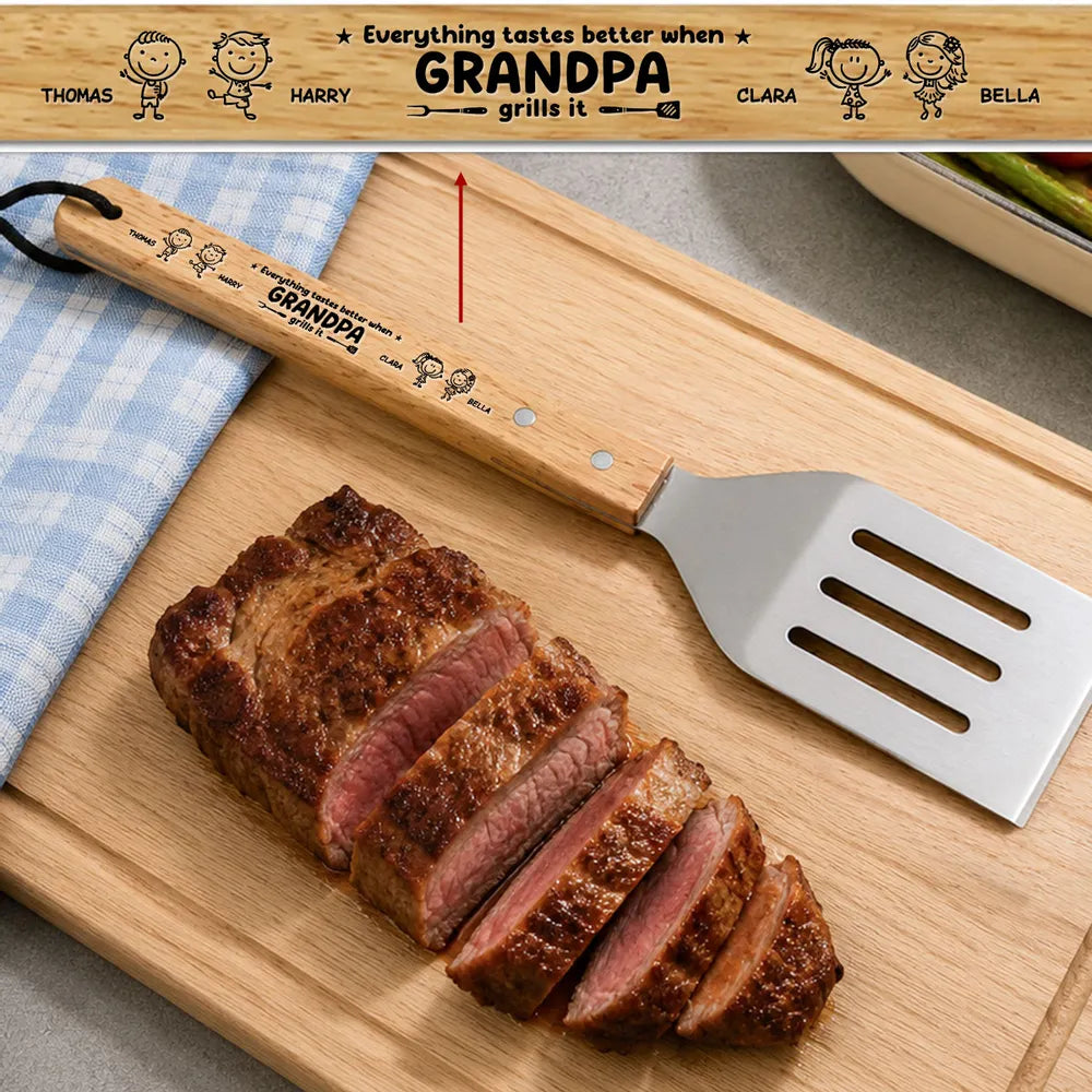 Everything Tastes Better When Dad Grills It - Personalized Grill Spatula - Gift For Father, Gift For Grandpa, Father's Day Gift