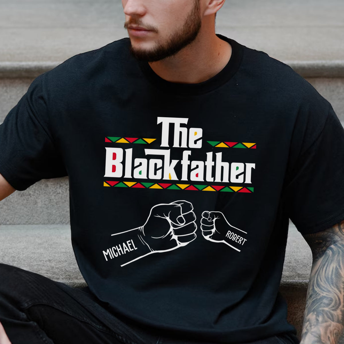 The Black Father - Personalized T-Shirt For Dad