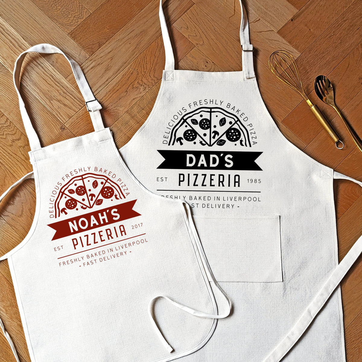 Personalised Pizza Apron, Father's Day Gift For Daddy, Dad Apron, Pizza Gift, Father Son Pizzeria Aprons, Pizza Oven Apron, Birthday Gift