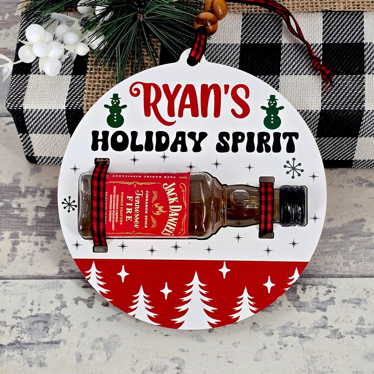 Holiday Spirits Personalized Whiskey Bottle - Christmas Ornament - Christmas Gift For Friends, Family