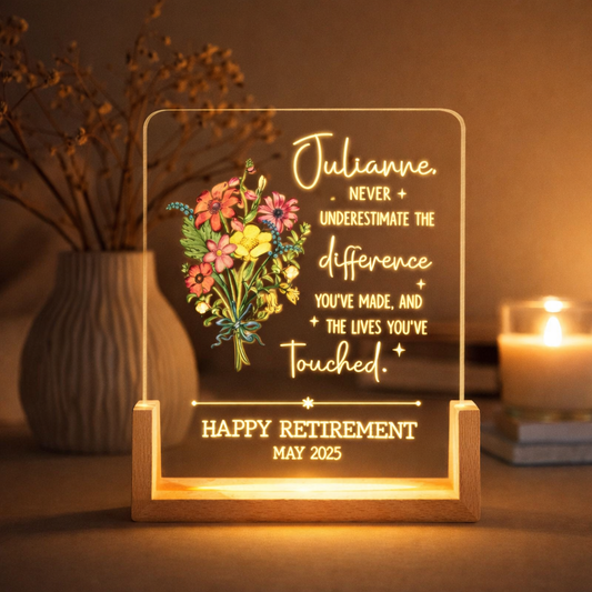 Personalized Retirement Night Light, Custom Retirement Gifts For Women Boss Co-Worker, Retirement Gift Retired Coworker Gift for Retirement