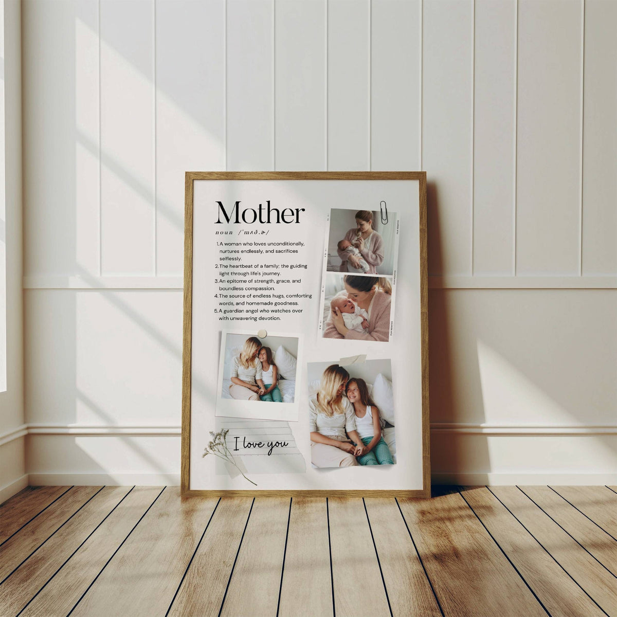 Personalized Mother Definition Canvas with Photo Collage, Mom Photo Collage Canvas, Mother's Day Gift from Kids