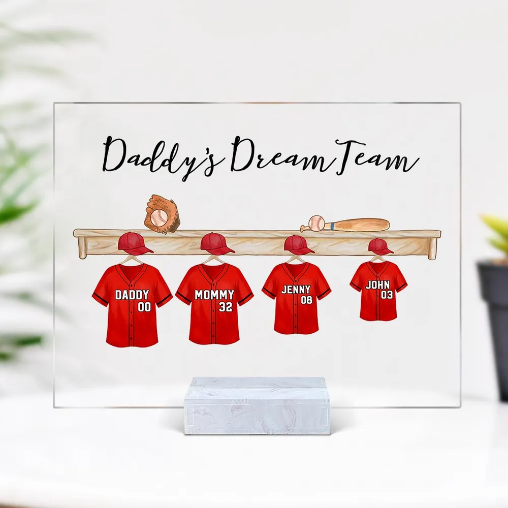 Daddy's Baseball Dream Team - Personalized Acrylic Plaque - Gift For Dad, Father's Day Gift Idea