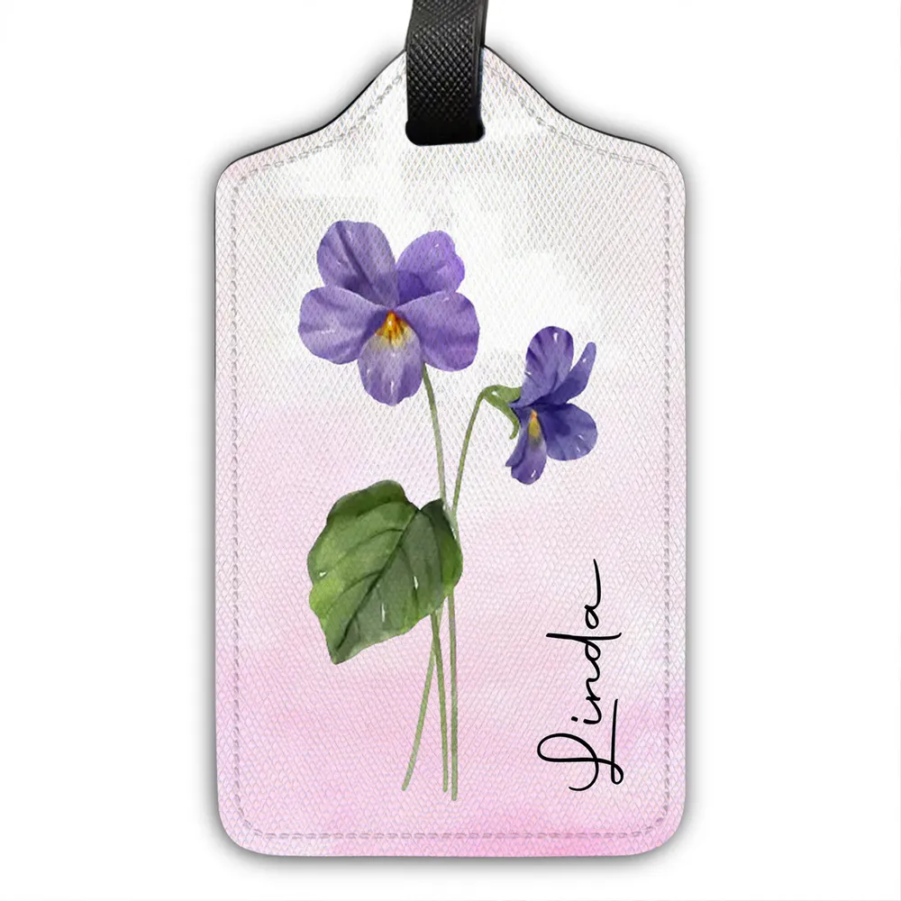 Birth Month Flower Gift For Traveller - Personalized Luggage Tag - Travelling, Summer Gift