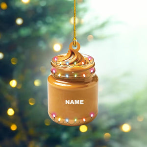 Personalized Peanut Butter Ornament, Peanut Butter Christmas Decor, Peanut Butter Car Decor, Xmas Peanut Butter Lover Gift