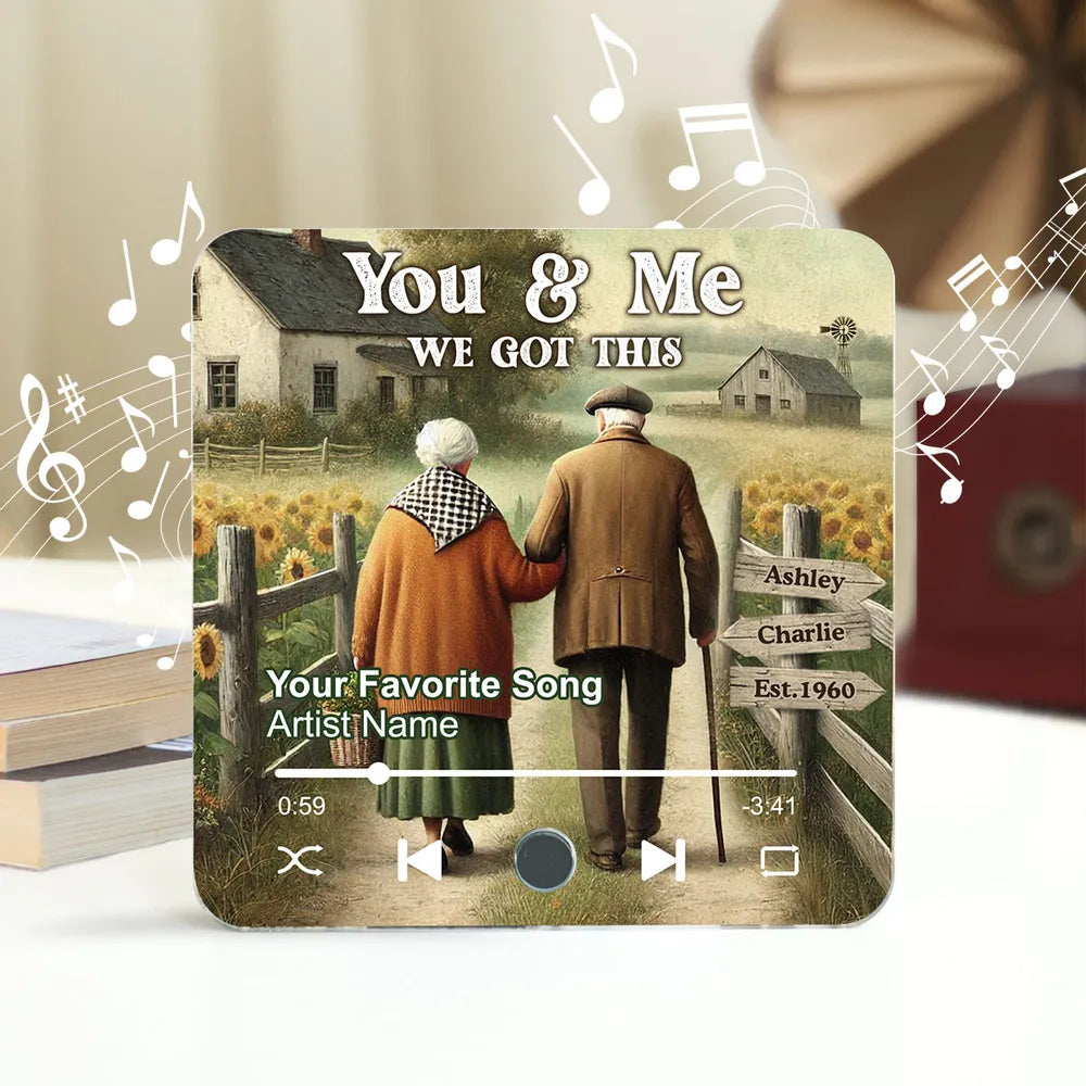 Growing Old Together Old Couple - Personalized Music Fridge Magnet - Gift For Couple, Anniversary Gift For Couple, For Him, For Her