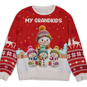 Grandkids Knitting - Personalized Ugly Sweater - Christmas Gift For Mom, Grandma