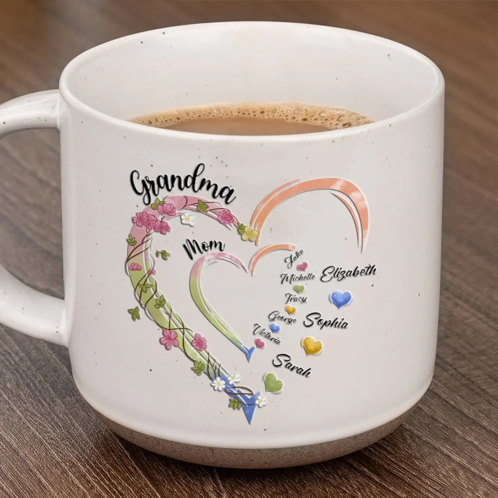 Celebrate Her Journey From Mom To Grandma - Personalized Pottery Mug - Gift For Mom, Grandma, Mother's Day, Birthday Gift