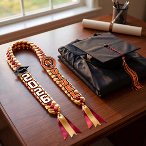 Personalized Graduation Lei with Name + School Mascot/Logo, Satin Grad Lei, Class of 2026 Senior Graduation Gift, Class of 2026 Grad Gift