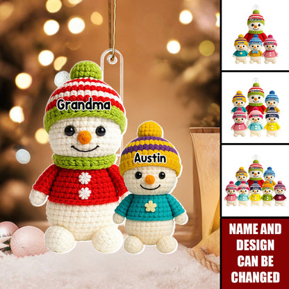 Heartwarming Grandma Grandkids Snowman - Personalized Acrylic Ornament - Christmas Gift For Family