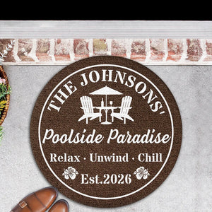 Welcome To Our Backyard Oasis - Personalized Custom Doormat - Summer Gift For Family, Backyard Decoration