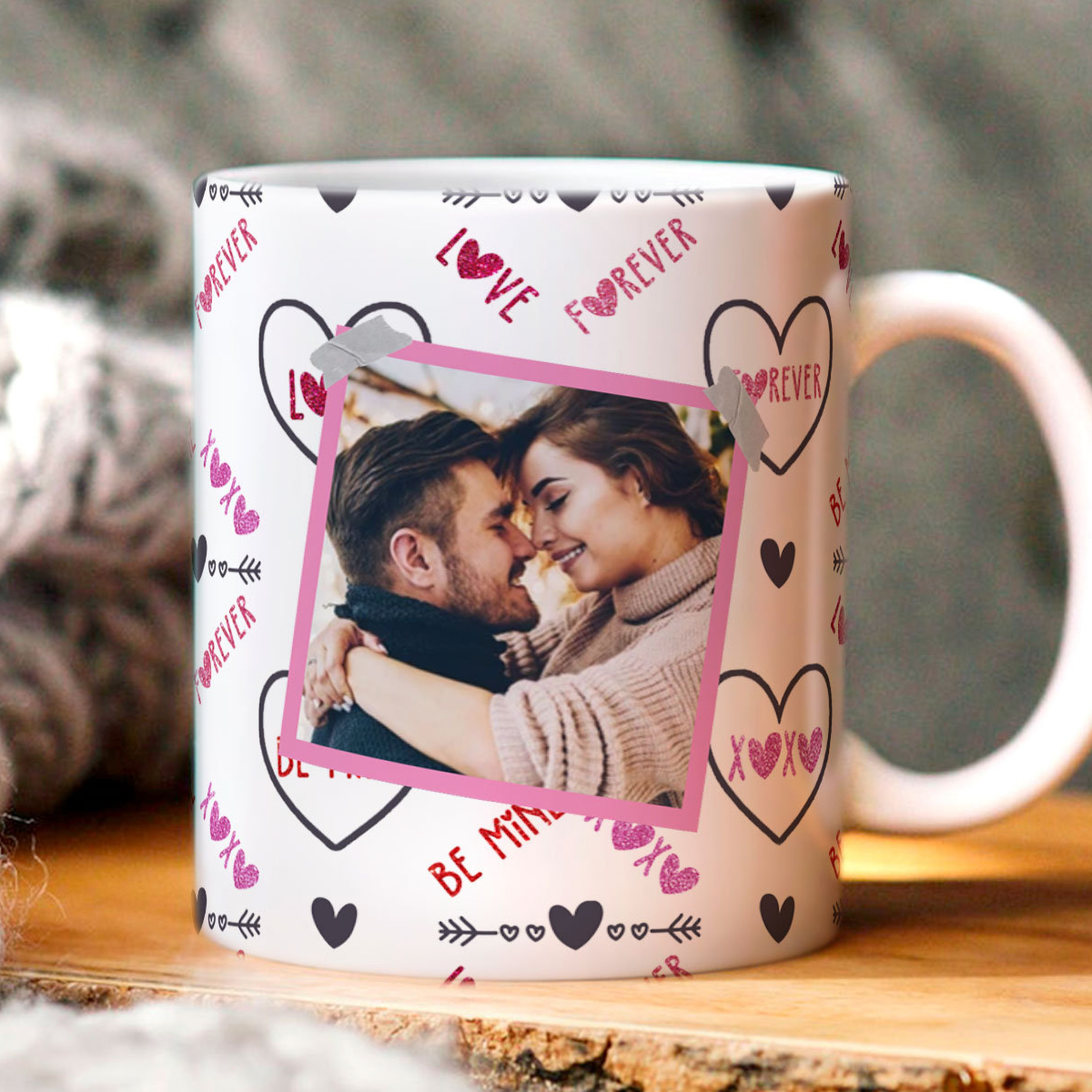 Be Mine Forever Custom Photo - Personalized Mug - Gift For Couple