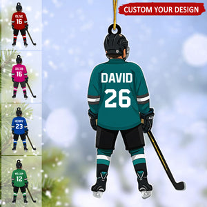 Kid Hockey Player Personalized Christmas Ornament, Christmas Gift For Little Hockey Player