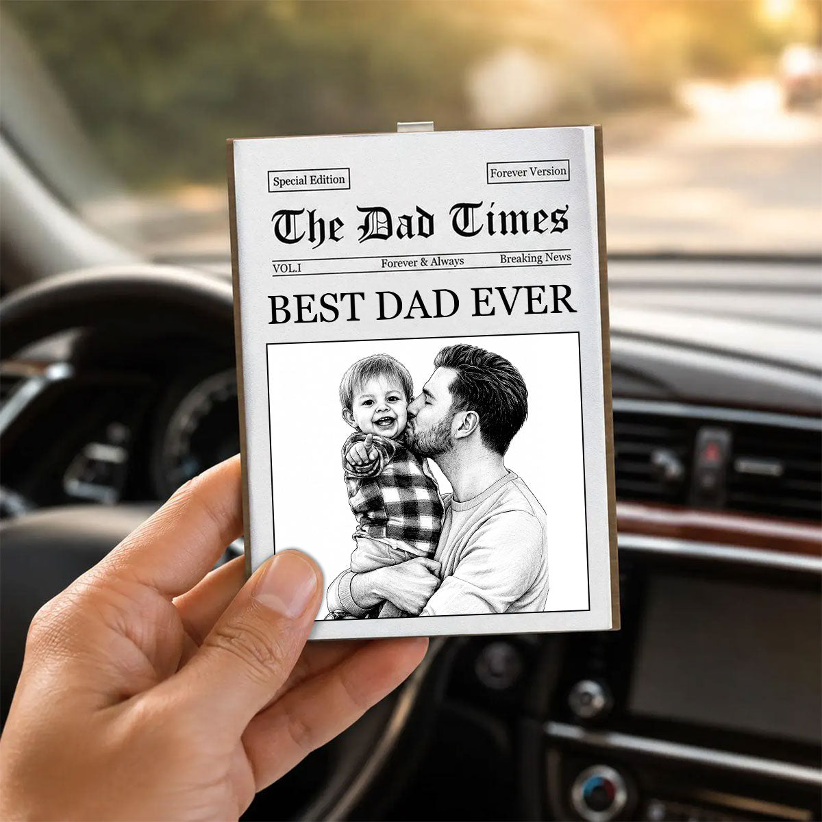 Father's Day Gifts, The Dad Times Drive Safe, Daddy We Love You - Personalized Car Visor Clip