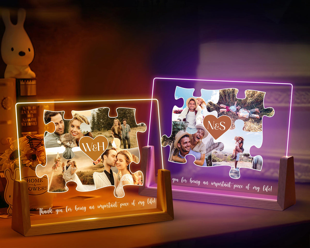 Important Piece Of My Life, Valentines Day Gift, Anniversary Gifts, Engagement Gifts, Romantic Gift for Couple, Names and Date Night Lamp Gifts