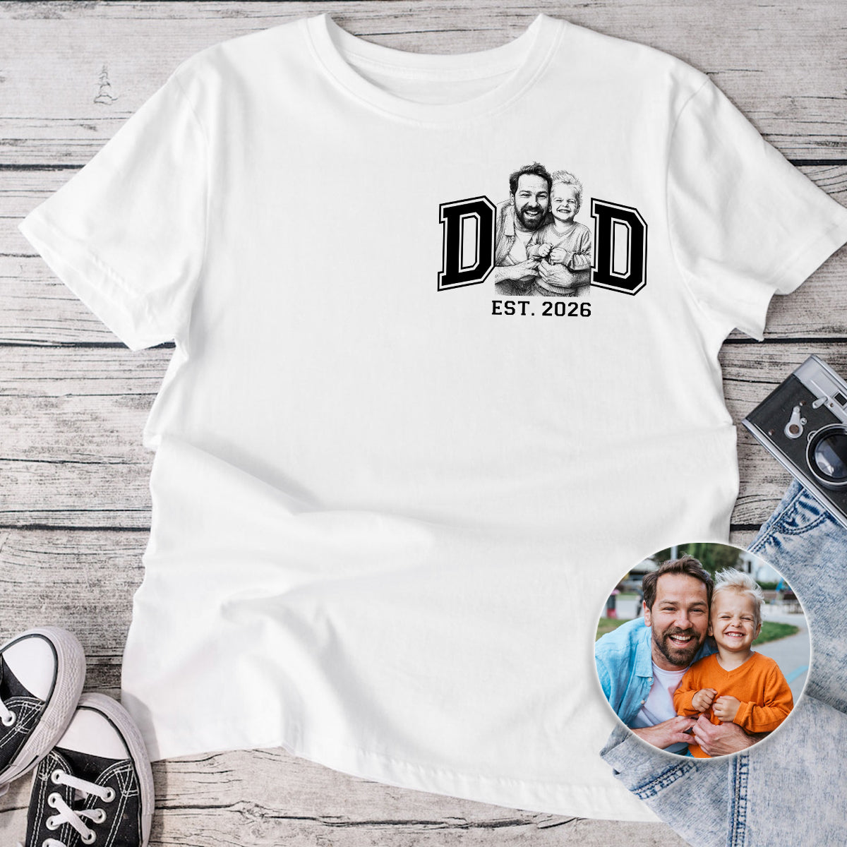 Custom Photo Pencil Sketch New Dad New Mom - Personalized T Shirt