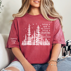 Being a Mom Is an Honor Being a Grandma Is Priceless Shirt, Personalized Grandma Shirt with Grandkids Names, Nature Lover Tee