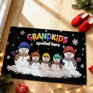3D Effect Christmas Snowman Grandkids Spoiled Here - Personalized Doormat - Gift For Grandparents