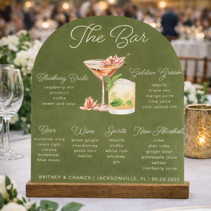 Acrylic Wedding Signature Drink Bar Sign, Custom Your Own Menu, Weddng Decor, Gift For Couple
