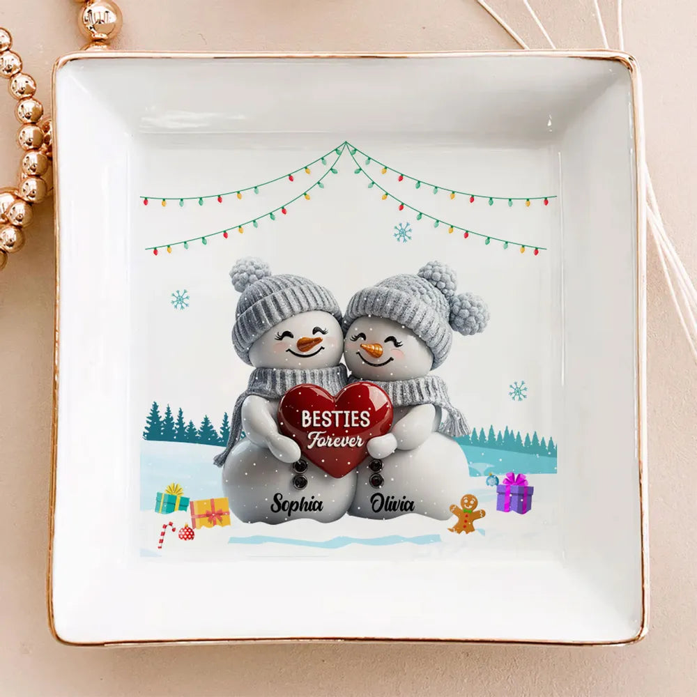 Christmas Sister Snowman - Personalized Jewelry Plate - Christmas Gift For Sister, Bestie, BFF